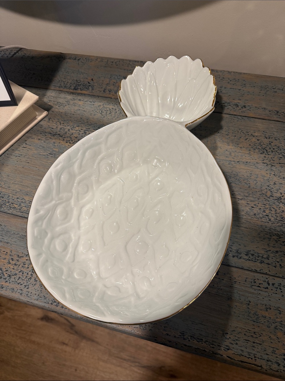 Lilly Pulitzer for Target White Ceramic Pineapple Dish with Gold Rim